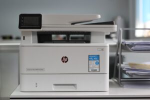 HP printers on display in a Dubai electronics store