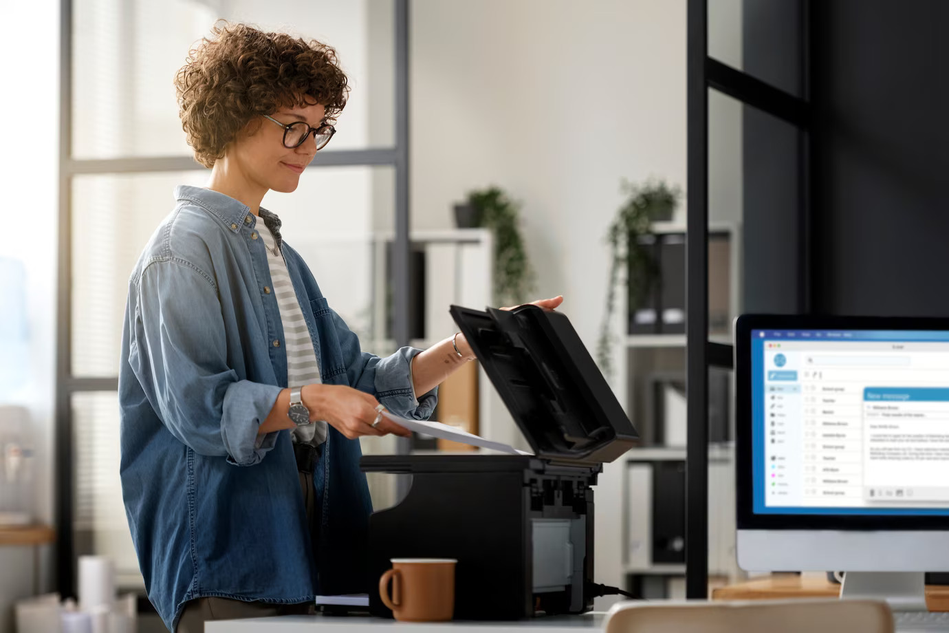 Customer comparing HP printers online vs dealer options